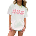 Hot Sale: New European and American Women's Summer Flower-Print Casual Round-Neck Short-Sleeve T-Shirt